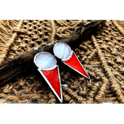 Boucles d'Oreilles Cornet orange et Blanc