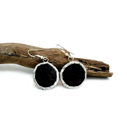Boucles d'oreilles rondes prune foncé