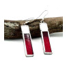 Boucles d'oreilles rectangle bicolore blanc et rouge