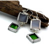 Boucles d'oreilles duo petits carrés blanc et vert