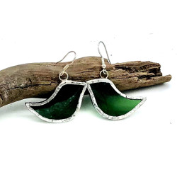 Boucles d'oreilles oiseaux vert foncé