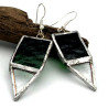 Boucle d'oreilles en verre flèche bicolore Vert foncé et transparent