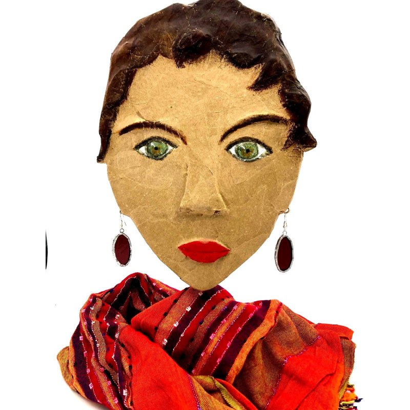 Boucle d'oreilles ovales prune foncé