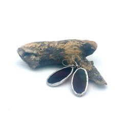 Boucle d'oreilles ovales prune foncé