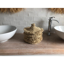 Corbeille avec couvercle en sisal