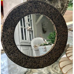 Miroir rond en dentelle de carton recyclé