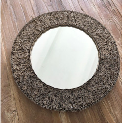 Miroir rond en dentelle de carton recyclé