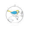 Mésange en verre bleue et jaune