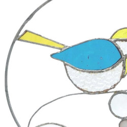 Mésange en verre bleue et jaune
