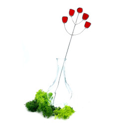 Carotte sauvage en verre transparent rouge (hauteur  35 cm)