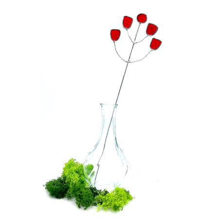 Carotte sauvage en verre transparent rouge (hauteur  35 cm)