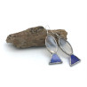 Boucles d'oreilles en verre en forme de poisson bleu et blanc