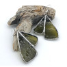 Boucles d'oreilles en verre feuilles de Ginko vert olive transparent
