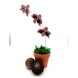 Orchidée en verre dans un pot en terre cuite (hauteur 35 cm)