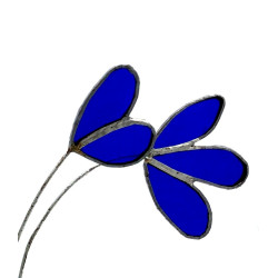 Cyclamen en verre bleu foncé transparent dans un pot en terre cuite (hauteur 28 cm)