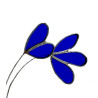 Cyclamen en verre bleu foncé transparent dans un pot en terre cuite (hauteur 28 cm)