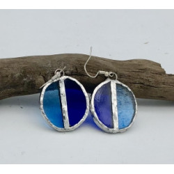 Boucles d’oreilles bleues rondes recyclées