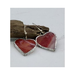 Boucles d’oreilles cœurs rouge recyclé