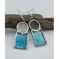 Boucles d’oreilles turquoise et grise verre recyclé
