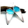 Boucles d'oreilles cornet bleu clair et blanc