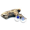 Boucles d'oreilles pastille bicolore bleu et transparent