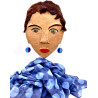 Boucles d'oreilles ovales bicolores bleu foncé et bleu clair