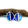 Boucles d'oreilles ovales bicolores bleu foncé et bleu clair