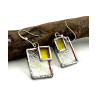 Boucles d'Oreilles Carré Jaune sur rectangle transparent texturé