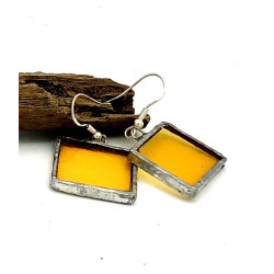 Boucles d'oreilles rectangle jaune  clair